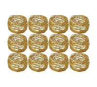 Kaizen Casa Lot de 12 ronds de serviette ronds en maille faits à la main pour salle à manger, fêtes quotidiennes (doré, 12)