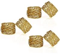 Kaizen Casa Lot de 6 ronds de serviette ronds en maille faits à la main pour salle à manger, fêtes quotidiennes (doré, 6)