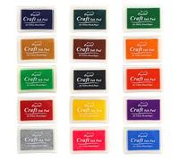 Kaizuca 15 Pièce Color Ink Inkpad, Tampons Encreurs, Coussins Encreurs Ensemble, Extra Large, Respectueux de l'environnement et Inoffensif, pour Scrapbooking, Tissu, Cadeau pour Enfants