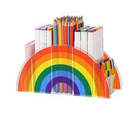 Kaizuca Porte Crayon Coloré, Porte Crayon Transparent, Pot Crayons Créatif, Acrylique, avec 5 Compartiments, Forme Arc en Ciel Créative, pour Rangement Pinceau Maquillage, Fourniture Bureau Scolaire