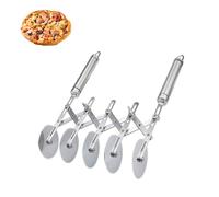 Kaizuca Roulette Pizza à 5 Roues, Coupe Pizza Réglable avec Poignées, Couteau Pizza en Acier Inoxydable, Découpe-Gâteau Compatible Lave-Vaisselle pour Pizza, Gâteaux et Pâte