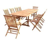 Concept Usine – Salon de jardin KAJANG – Teck 12 places, table rectangulaire, 8 chaises, 2 fauteuils