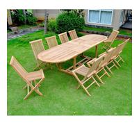 Kajang - salon de jardin extensible table ovale 10 places en teck