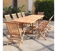 Kajang salon de jardin teck 12 places table rectangulaire 10 chaises