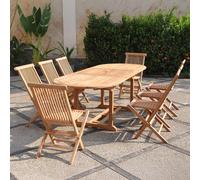 Kajang salon de jardin teck massif 8 à 10 personnes - table ovale + 8 chaises