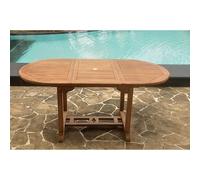 Kajang table de jardin ovale extensible en teck brut 6 personnes