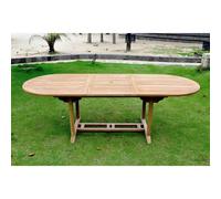 Kajang - table salon de jardin extensible 8-10 places ovale en teck