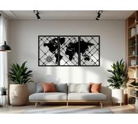 Kajaro - Tableau Decoration Murale Salon XXL - Deco Murale 3D Design - Ensemble 3 Pièces, Modernes Deco Salon ou Deco Chambre - 1200x600 mm, Carte du Monde Murale