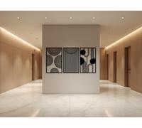 Kajaro - Tableau Decoration Murale Salon XXL - Ensemble 3 Pièces, Modernes Deco Salon ou Deco Chambre - Deco Murale Design - 1180x600 mm, Triptyque géométrique