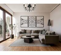 Kajaro - Tableau Decoration Murale Salon XXL - Ensemble 3 Pièces, Modernes Deco Salon ou Deco Chambre - Deco Murale Design - 1180x600 mm, Mandala Nature