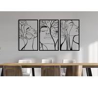 Kajaro - Tableau Decoration Murale Salon XXL - Ensemble 3 Pièces, Modernes Deco Salon ou Deco Chambre - Deco Murale Design - 1180x600 mm, Visages de Femme