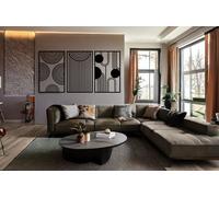 Kajaro - Tableau Decoration Murale Salon XXL - Ensemble 3 Pièces, Modernes Deco Salon ou Deco Chambre - Deco Murale Design - 1500x800 mm, Triptyque géométrique + Tableau Supplémentaire