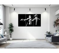 Kajaro - Tableau Decoration Murale Salon XXL - Ensemble de 3 Pièces, Modernes Deco Salon ou Deco Chambre - Deco Murale Design - 1500x800 mm, Pulp Fiction + Tableau Supplémentaire