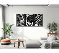 Kajaro - Tableau Decoration Murale Salon XXL - Ensemble de 3 Pièces, Modernes Deco Salon ou Deco Chambre - Deco Murale Design - 1200x600 mm, les Feuille n°1