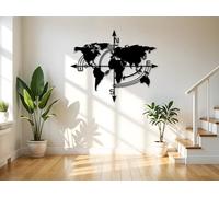 Kajaro - Tableau Decoration Murale Salon XXL - Ensemble de 3 Pièces, Modernes Deco Salon ou Deco Chambre - Deco Murale Design - 1180x980 mm, la Boussole + Tableau Supplémentaire