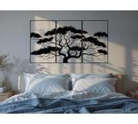 Kajaro - Tableau Decoration Murale Salon XXL - Ensemble de 3 Pièces, Modernes Deco Salon ou Deco Chambre - Deco Murale Design - 1780x980 mm, Arbre Bonsai n°5 + Tableau Supplémentaire