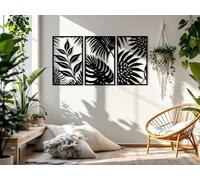 Kajaro - Tableau Decoration Murale Salon XXL - Ensemble de 3 Pièces, Modernes Deco Salon ou Deco Chambre - Deco Murale Design - 1500x800 mm, les Feuille n°2 + Tableau Supplémentaire