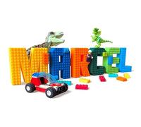 KAJAWIS Lettres 3D debout compatibles avec les briques Lego, autocollants muraux, décorations pour enfants, 1 pièce, âge 36
