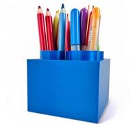 KAJAWIS Porte-crayons support de bureau Organisateur de style Lego cadeau d'anniversaire pour enfants (Bleu Marine)