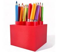 KAJAWIS Porte-crayons support de bureau Organisateur de style Lego cadeau d'anniversaire pour enfants (rouge)