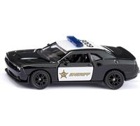 KAJGL-1584,Dodge Challenger Srt County Sheriff,Métal/Plastique,Noir/Blanc,Voiture-Jouet Pour Enfants,Pneus Caoutchoutés,Portes Ouvrables,Crochet De Remorquage
