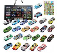 KAJGL-25 Pcs Petite Voiture Enfant Et Une Carte,Petites Voitures,Voiture Jouet,Mini Voiture,Voiture De Course Métal,Jouets Pour Garçon Fille Cadeau Idée Cadeau Garçon 3 4 5 6 7 8 Ans