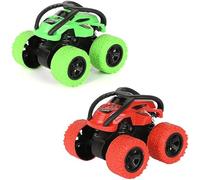 KAJGL-2Pcs Voiture Monstre Inertie Monster Truck,Véhicul Hors Route Jouet Voiture De Course À Quatre Roues Enfants Mini Camions Pour Garçons Filles(Rouge,Vert)