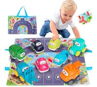 KAJGL-9 Pièces Petite Voiture Avec Sac De Rangement,Bébé Jouet Voiture Enfant,Petit Véhicules Friction Camion À Tirer,Cadeau Pour Garçons Et Filles De 3 4 5 6 Ans