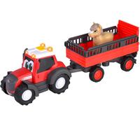 KAJGL-Abc Massey Ferguson Tracteur Pour Enfants À Partir De 1 An (30 Cm)¿Tracteur De Ferme Avec Remorque D'Animaux Et Cheval,Jouet Pour Encourager La Motricité Avec Pièces Mobiles,Lumière Et