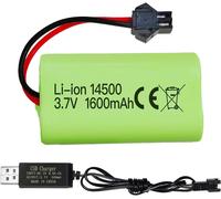 KAJGL-Batterie Rechargeable Li-Ion 3,7 V 1 600 Mah Avec Connecteur Sm-2P+Câble Usb-Compatible Avec Voiture Rc 9962 8837 Et Camion Ingénieur Jouet