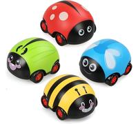 KAJGL-Bébé Voitures Jouets Pour Garçons De 1 2 Ans,4 Pcs Petites Voiture Enfant,Pull Back Voitures Ensemble De Mini Enfants Jouets Friction Véhicules Cadeaux Pour Enfants Bébés Garçons Filles