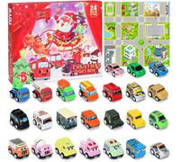 KAJGL-Calendrier De Ll'Avent Voiture,Calendrier De L'Avent Voiture Majorette,24 Pièces Jeu De Voiture De Noël,Cadeau Noël Coffret Surprise Jouet Compte À Rebours Cadeaux Pour Garçon 2024