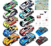 KAJGL-Coffret Petite Voiture Enfant,10 Petites Voitures Jouets Avec Catapulte& Tapis De Jeu,Lot Voitire Miniature En Métal 1/64,Mini Cars,Véhicules À Friction Pour Enfants 3 4 5 6 7 8 Ans