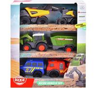 KAJGL-Dickie-Pack Micro Véhicules 8Cm-5 Véhicules-Univers Dickie-Construction,Sos,Tracteur-203742016
