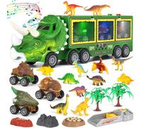 KAJGL-Dinosaure Jouet Camion De Transporteur Jouet Avec Lumière Et Son,23 Pcs Dinosaure Jeu Voiture Dinosaure Cadeau Pour Enfant 3 4 5 Ans