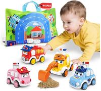 KAJGL-Enfant Jouet Voiture Pour Bébé 1 2 3 Ans,4 Pièces Pousser Et Aller Voiture Avec Tapis De Jeux Et Sac De Rangement,Anniversaire Cadeau Pour Garçon Fille