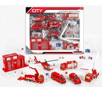 KAJGL-Grand Coffret De Petites Voitures De Pompiers Avec 1 Caserne,6 Véhicules (2 Camions,1 Voiture,1 Fourgon Et 1 Hélicoptère) Et De Nombreux Accessoires¿Jouet Enfant 3 Ans Et Plus-806142