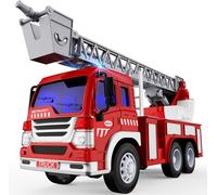 KAJGL-Gros Camion De Pompier,Xxl Grand Enfant Jouet Avec Sonore,Lumineux Et Échelle Pivotante De Sauvetage Extensible,Voiture Pompier Jouets Cadeau Anniversaire Enfant 3 4 5 6 7 8 Ans-Rouge
