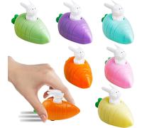 KAJGL-Lot De 6 Lapins Remontables Avec Carotte,Cadeaux De Pâques,Mouvement De Lapin,Jouet De Voiture,Jouet De Voiture,Jouet À Remonter,Jouet À Remonter,Cadeau Pour Enfants,Garçons Et Filles