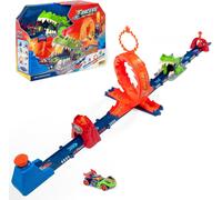 KAJGL-Mix 'N Race Volcanosaurus Piste Pour Voitures De Jouet,Contient 1 Déclencheur,3 Pistes,1 Voiture Exclusive Nitro Rex Et 4 Acrobaties