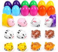 KAJGL-Oeufs De Pâques Surprise,12 Pièces Oeufs Jouet Enfant Surprise,Oeuf Plastique Kinder Remplis De Mini Voiture,Jouet Capsule Cadeau Surprise,Oeuf Plastique Couleur Ouvrable Et Séparable