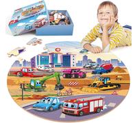 KAJGL-Puzzle De Sol Transport Enfant Pour 3 4 5 6 7 8 Ans,Grand Puzzle Voiture 70 Pièces Puzzles,Jouet Educatif Préscolaire,Jouets Cadeaux Pour Enfants De 3 À 8 Ans Garçons Filles