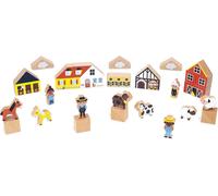 KAJGL-Set De 34 Cubes En Bois Massif-Thème Campagne-Idéal Complément Tapis De Voiture-Jouet De Construction-Développe L'Imagination-Jouet En Bois Fsctm-Dès 2 Ans-J05937