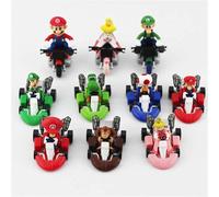 KAJGL-Super Mari Bros Kart Lot De 10 Kart À Tirer Pour Voitures,Moto,Luigi,Yoshi Toad,Princesse,Pêche,Âne,Kong 6,3 Cm Pour Enfants+Cadeau (10 Pièces)