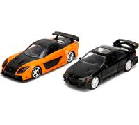 Kajgl-Toys-Fast And Furious Voitures (Lot De 2)¿Honda Civic Ej1 1993& Han's Mazda Rx-7 1997-2 Legacy Series Modèles De Voitures Avec Portes Ouvrantes 1:32,19 Cm,À Partir De 8 Ans,Wave 1,Set 1-Kajgl
