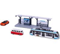KAJGL-Transports Publics-Playset City Tram-Avec Sa Station Et 2 Véhicules-Set De Miniatures À L'Échelle 1:64-Jouet Pour Enfant-Pour Jouer Dès 3 Ans