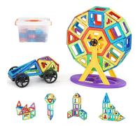 KAJGL-Tuiles Magnétiques,123 Pcs,Blocs De Construction Magnétiques Pour Enfants,Jouet D'Empilage De Construction Éducatif Sensoriel Stem Avec Groupes De Roues Et Grande Roue,Pour Enfants De 5+ Ans