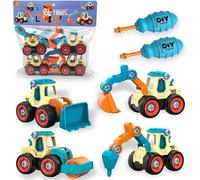 KAJGL-Voiture Bébé 1 2 3 Ans Garcon Filles,Tracteur Jouet Engins De Chantier Pour Enfant Bebe,4 En 1 Diy Véhicules De Construction,Jouet De Sable Jouet Camion Démonter Et Assembler Jouet