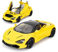 KAJGL-Voiture Miniature Mclaren 720S À L'Échelle 1:24,Avec Fonction Pullback,Avec Lumière Et Son,Jouet À Collectionner,Cadeau Pour Enfants,Jaune