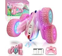 KAJGL-Voiture Télécommandée,4Wd Licorne Rose Voiture Telecommandé Enfant Fille 3 4 5 6 7 8 9 10 Ans Aves Radiocommandée Et 2 Piles,Voiture Rc 360° Flip Rotatif Et Lumière,Jouet Cadeau Fille 3-12 Ans